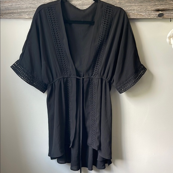 SHEIN Other - SHEIN Black Crochet Trim Swim Coverup